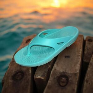 Reel Legends Mens Lighthouse Aqua Blue Flip-Flop Sandals Size M8 W10